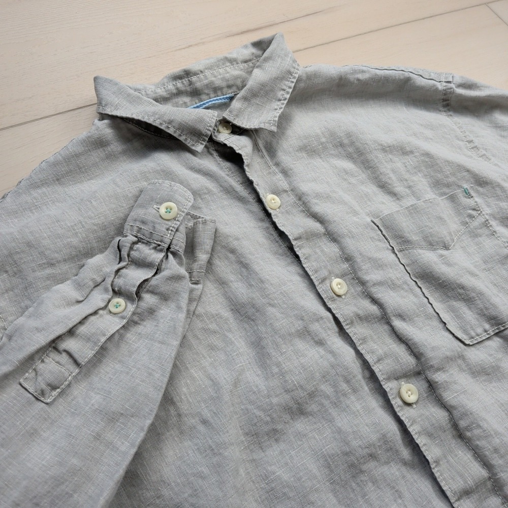 Tommy Bahama Relax 100% Linen Shirt‎ Mens XLT Tall Gray Long Sleeve Button Up